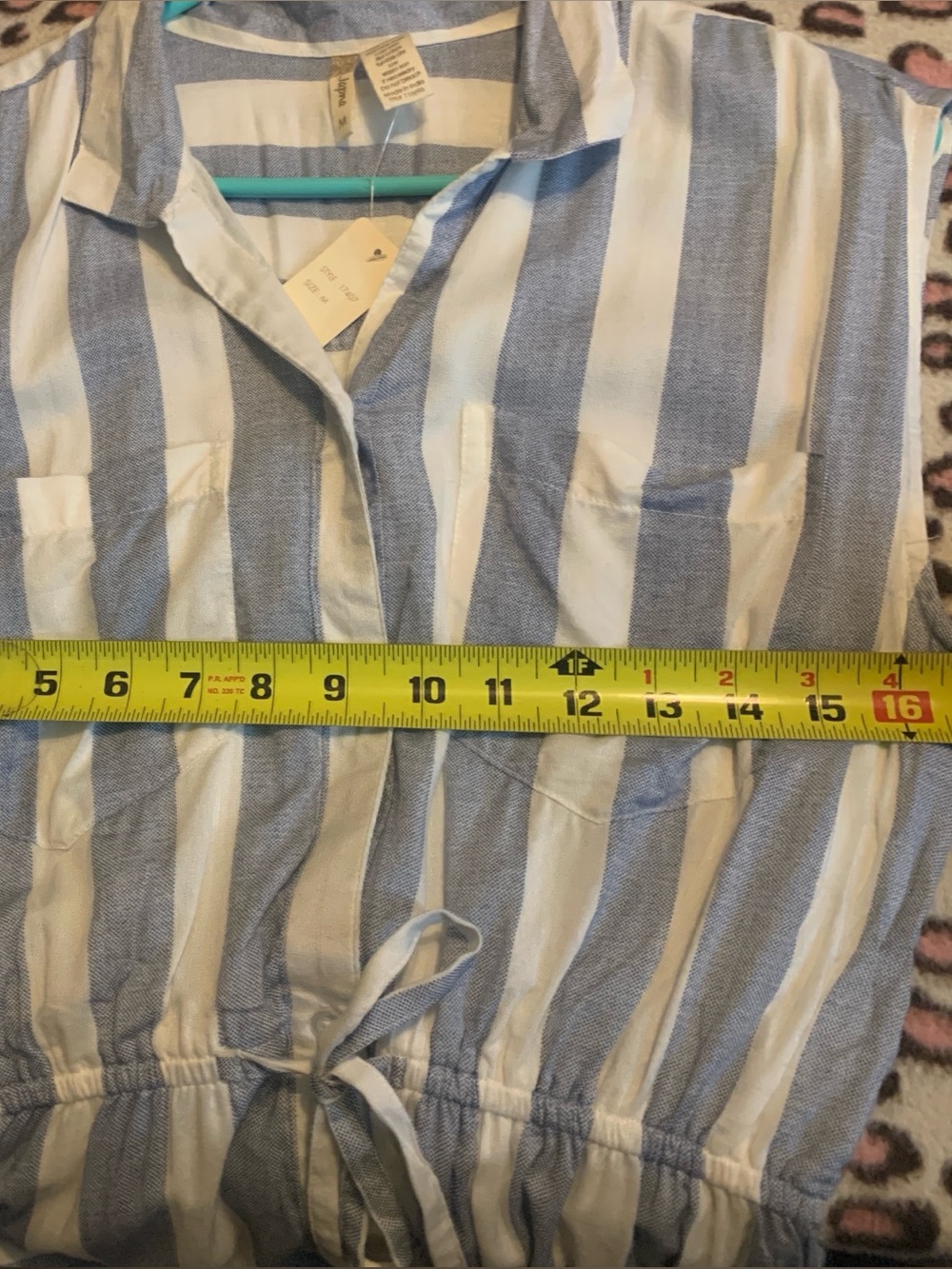 Women’s Japna Blue & White Striped Shirt Dress size Medium - Picture 9 of 12